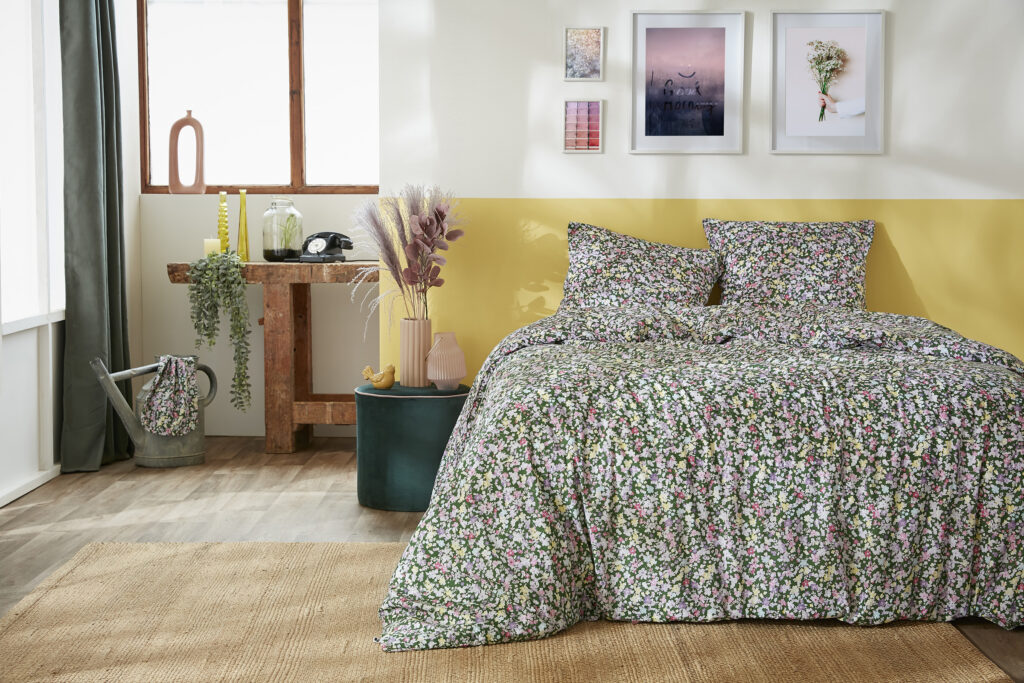 Parure de lit (Housse de couette + 2 Taies d'oreiller) 240 x 220 cm Coton imprimé MYOSOTIS